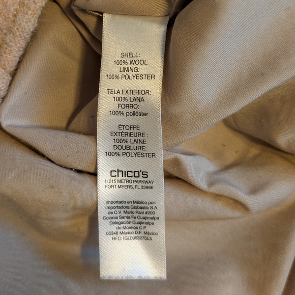 Chico s Boiled Wool Tan/linen Jacket/Blazer,‎ Winter/Spring, Zip up, | Sz 2 (L) - Picture 10 of 10